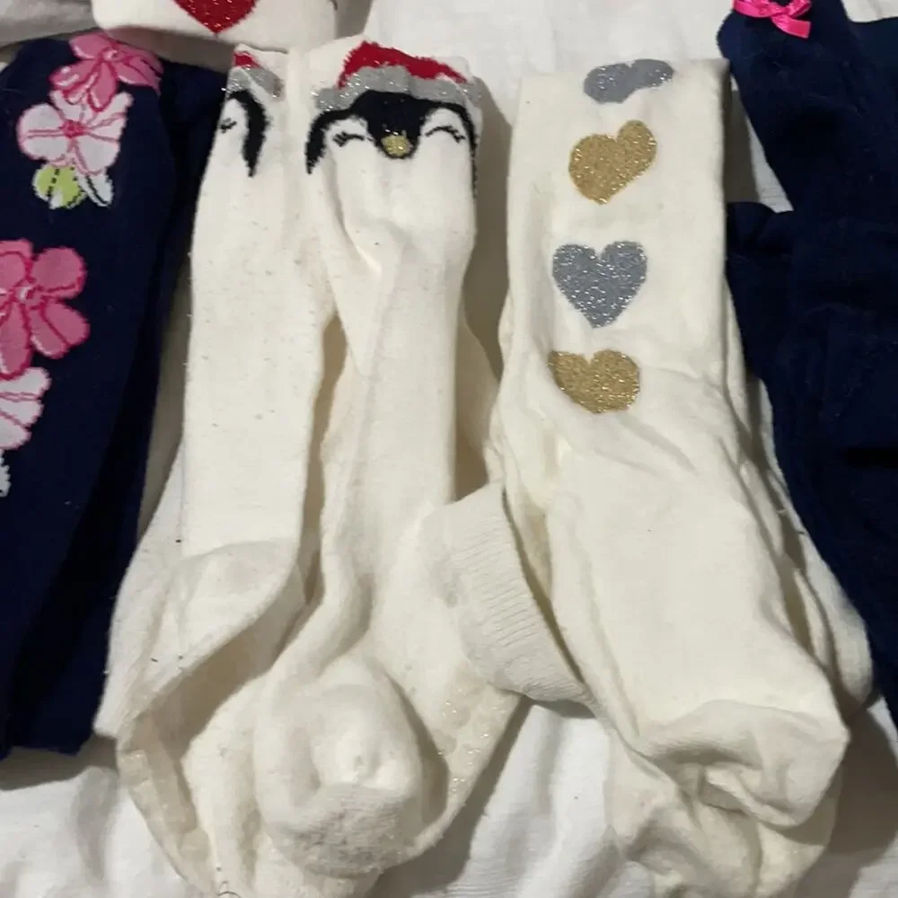 Girls footed Tights bundle 8 pair size 4 euc or 2 pair nwot .